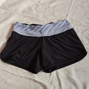 lululemon athletica Black Shorts with Light Blue Waistband